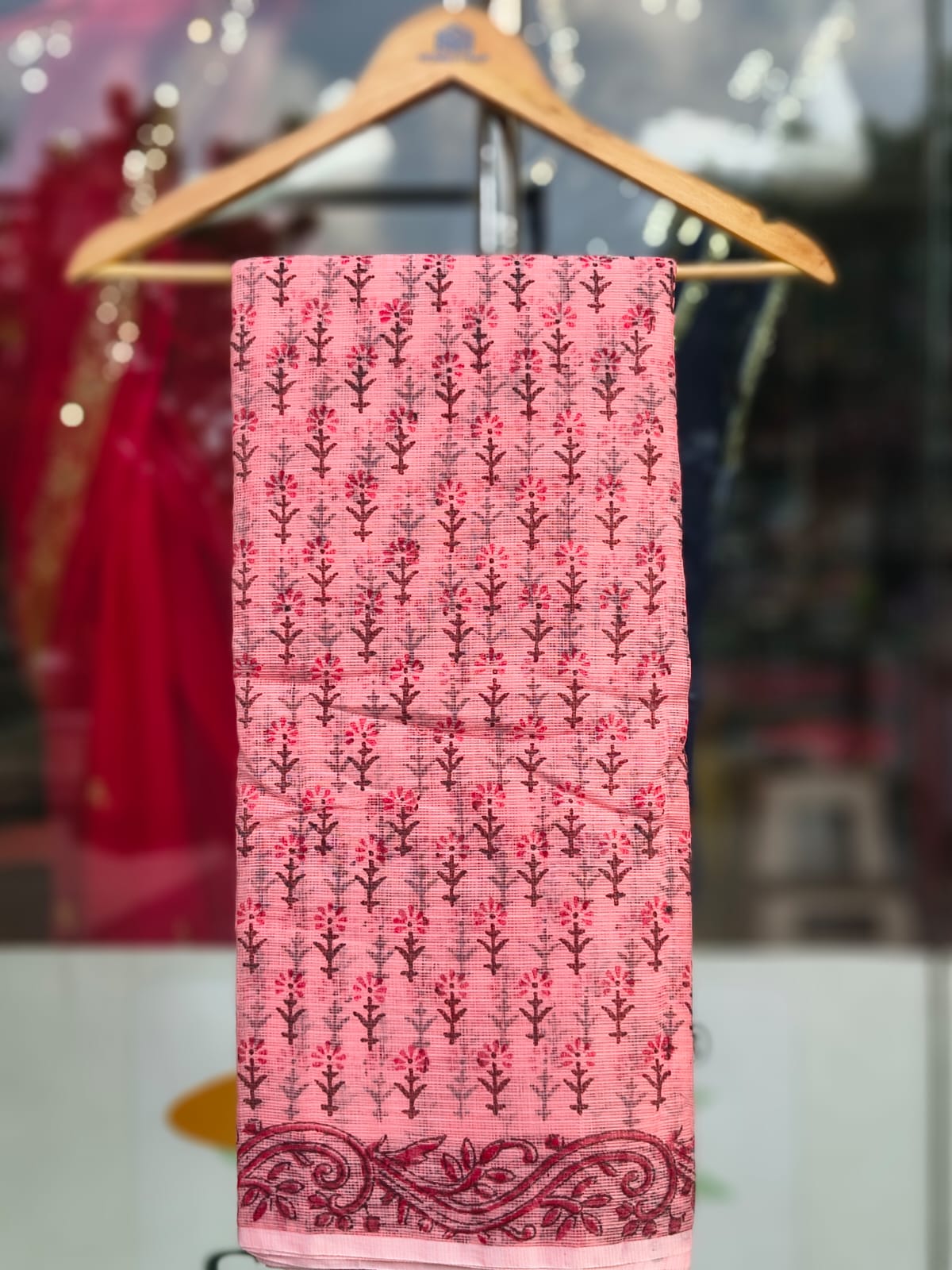 Kota Doriya Printed Saree with Blouse | Lightweight & Washable Floral Saree