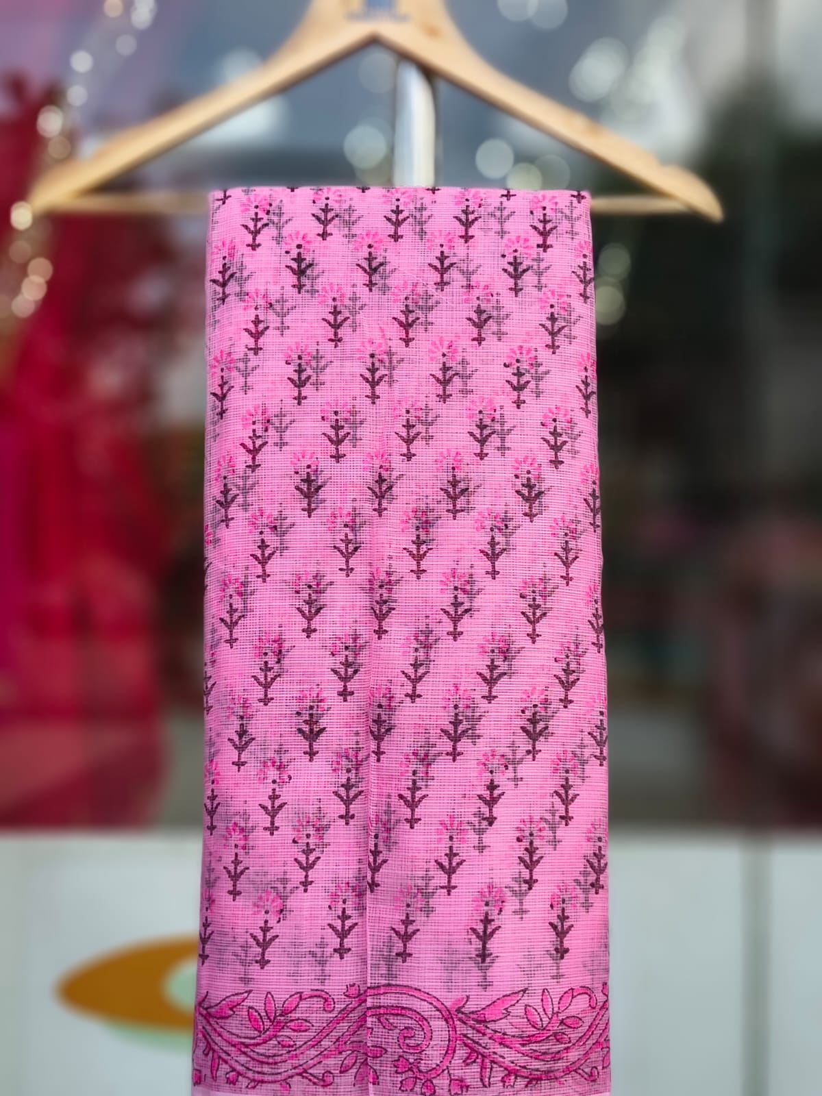 Kota Doriya Printed Saree with Blouse | Lightweight & Washable Floral Saree