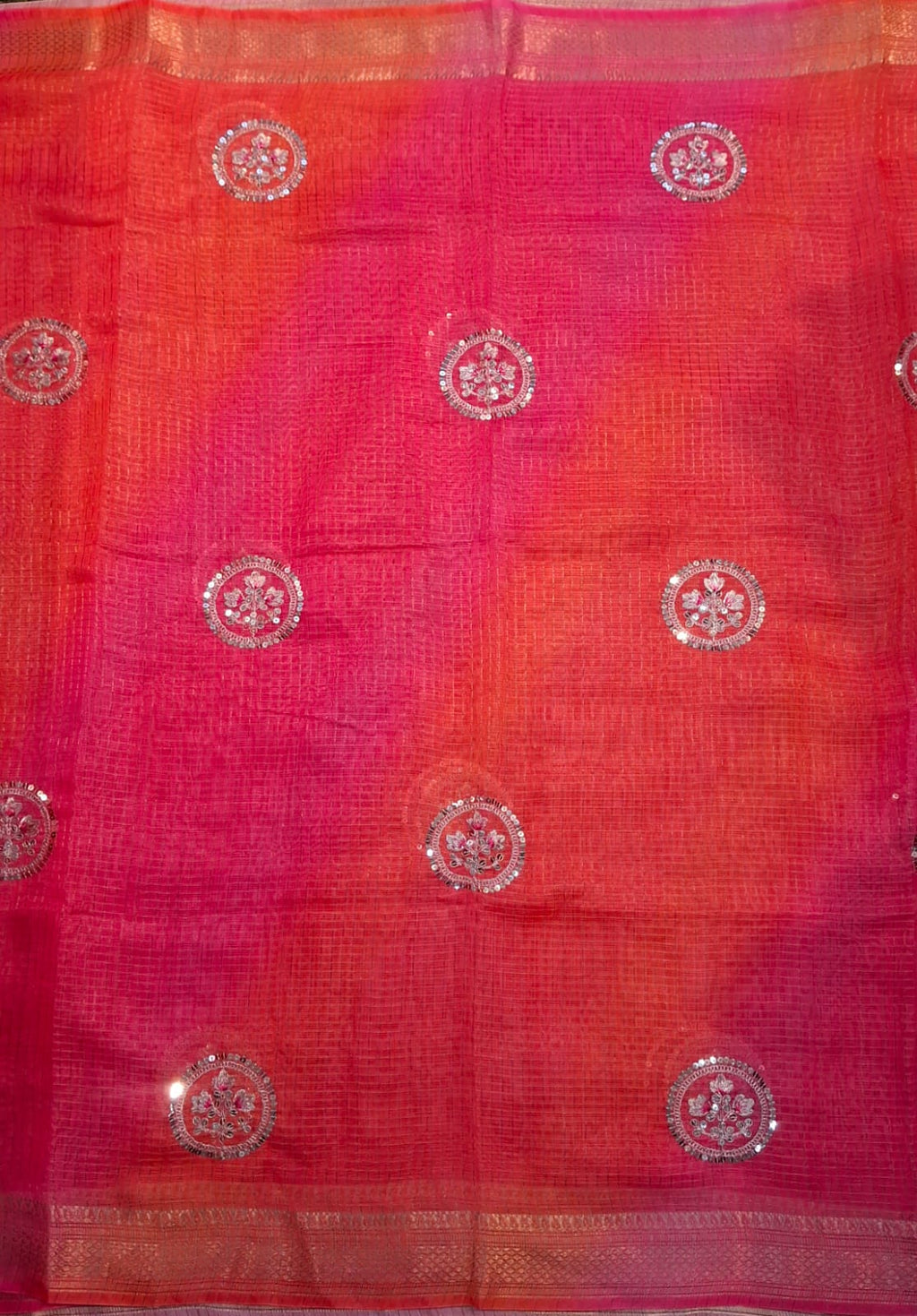 Kota Doriya Saree with Blouse | Elegant Floral Sequin Work Saree