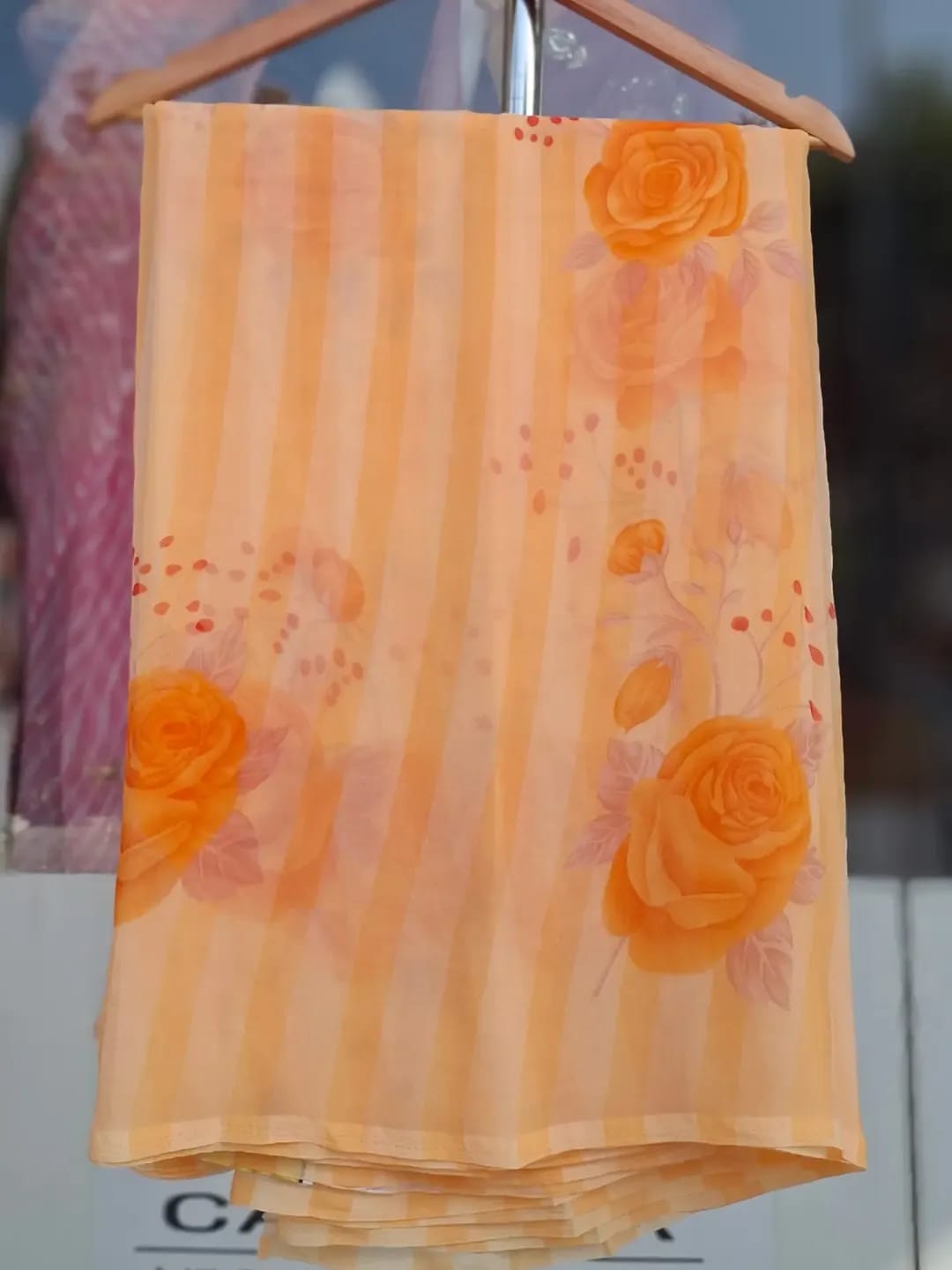 Floral Stripe Royal Georgette Saree | Lightweight Printed Saree for Women
