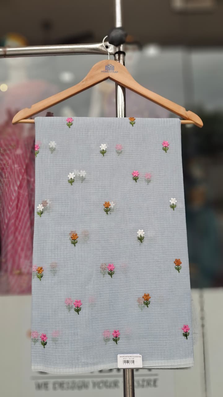 Kota Doriya Floral Saree with Blouse – Lightweight Washable Cotton Saree
