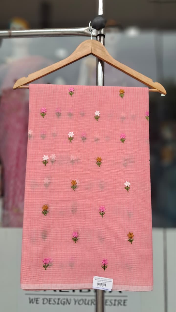 Kota Doriya Floral Saree with Blouse – Lightweight Washable Cotton Saree