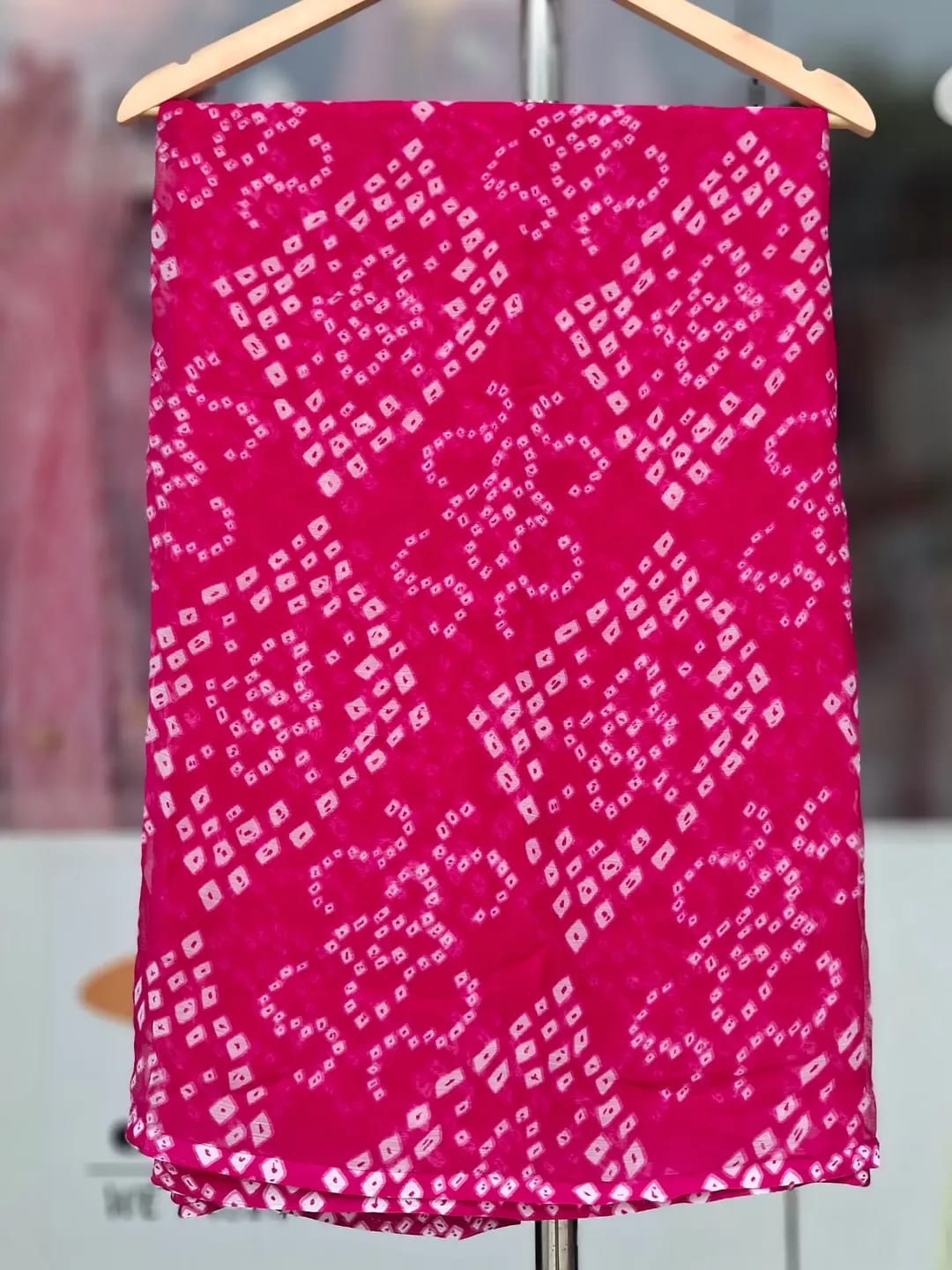 Printed Bandhani Mink Chiffon Saree| 8 Different Colors