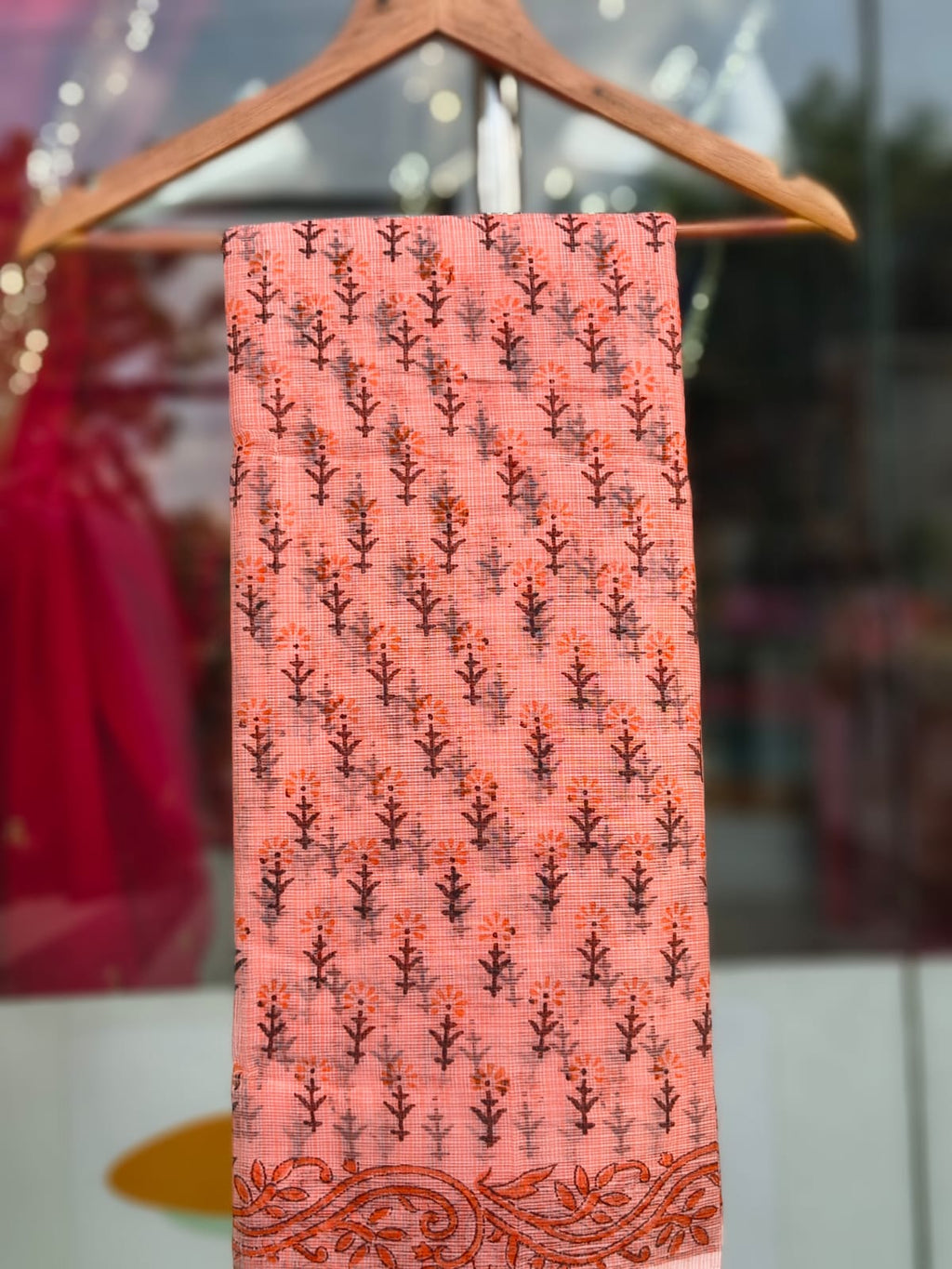 Kota Doriya Printed Saree with Blouse | Lightweight & Washable Floral Saree