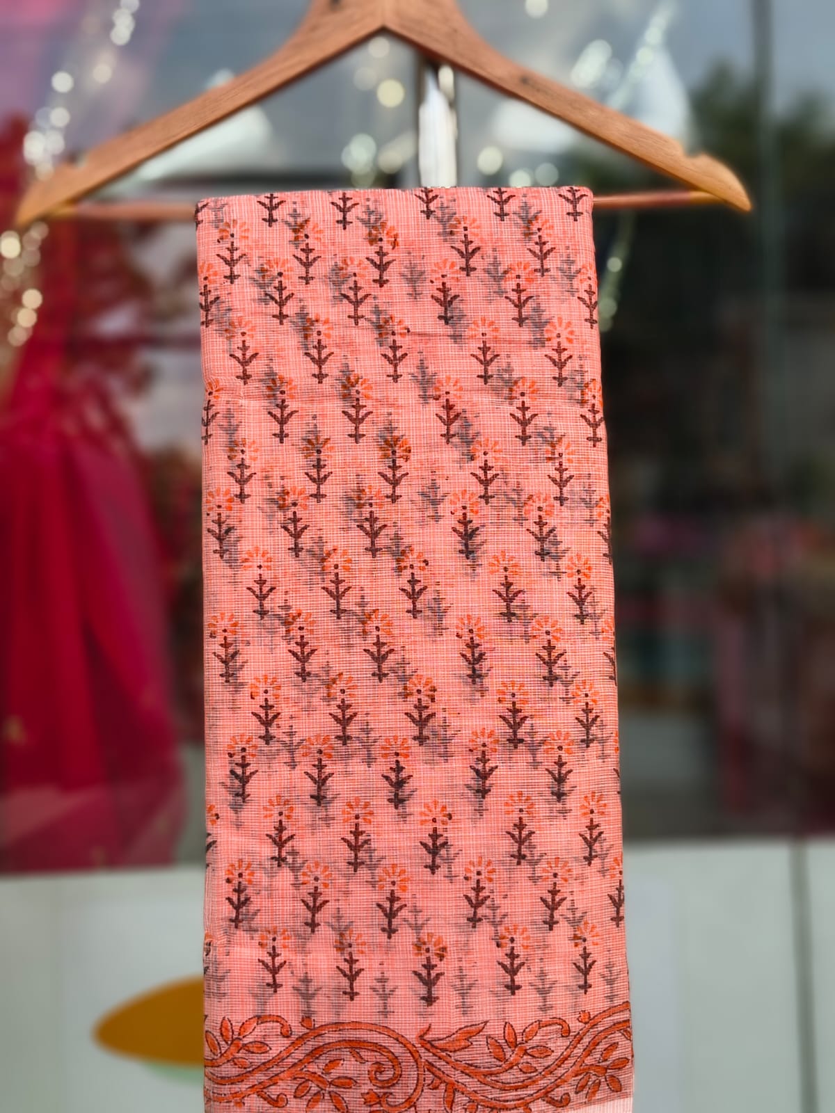 Kota Doriya Printed Saree with Blouse | Lightweight & Washable Floral Saree