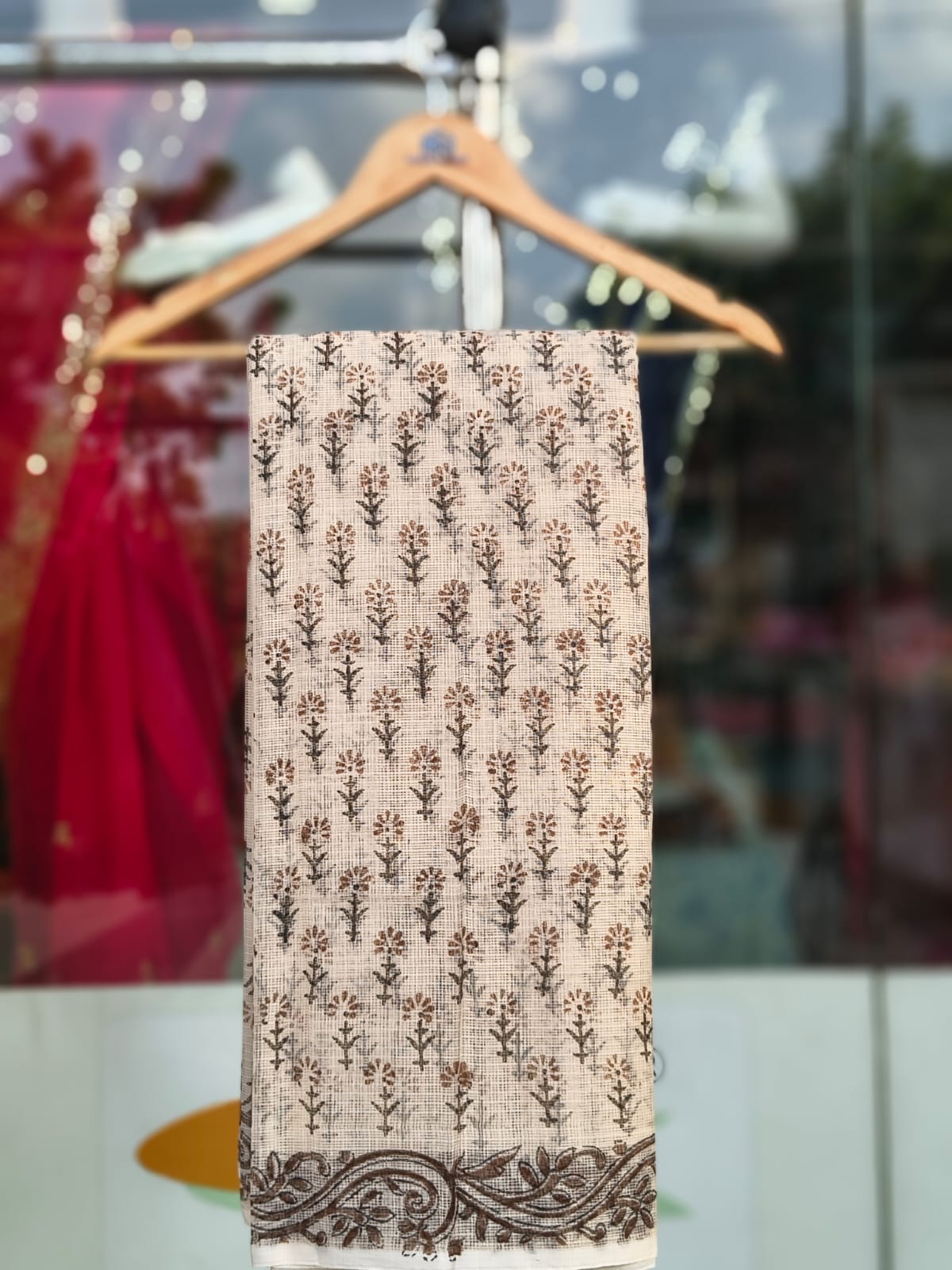 Kota Doriya Printed Saree with Blouse | Lightweight & Washable Floral Saree