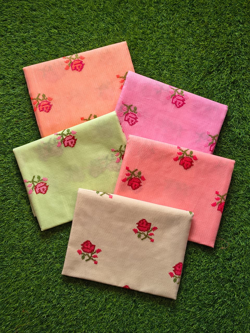 Elegant Floral Embroidery Kota Doriya Saree| 5 Different Colors