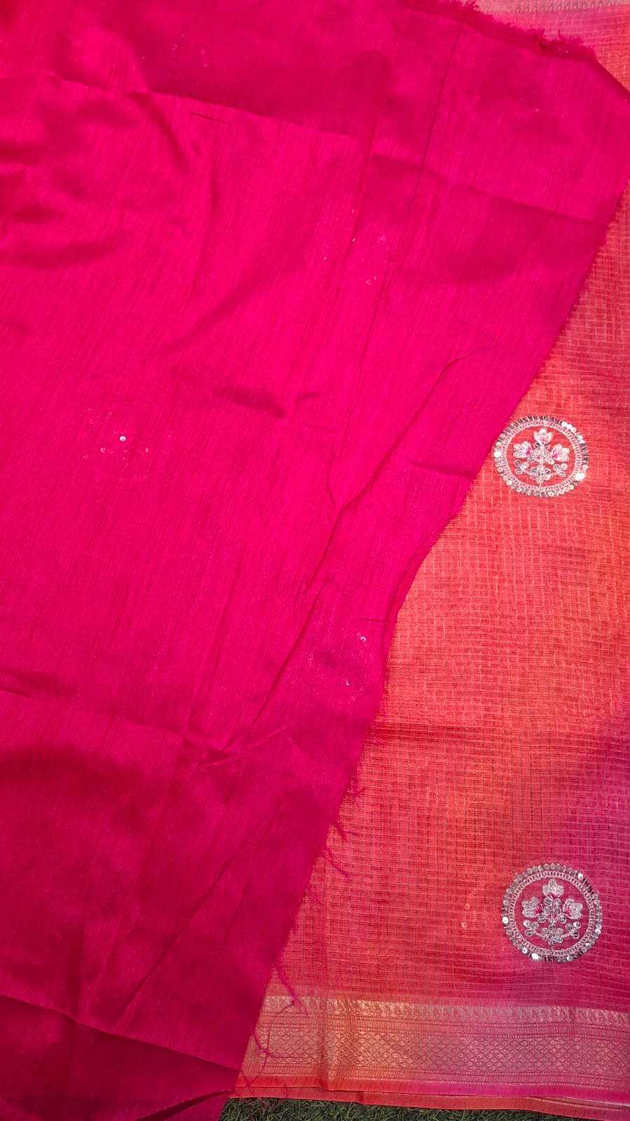 Kota Doriya Saree with Blouse | Elegant Floral Sequin Work Saree