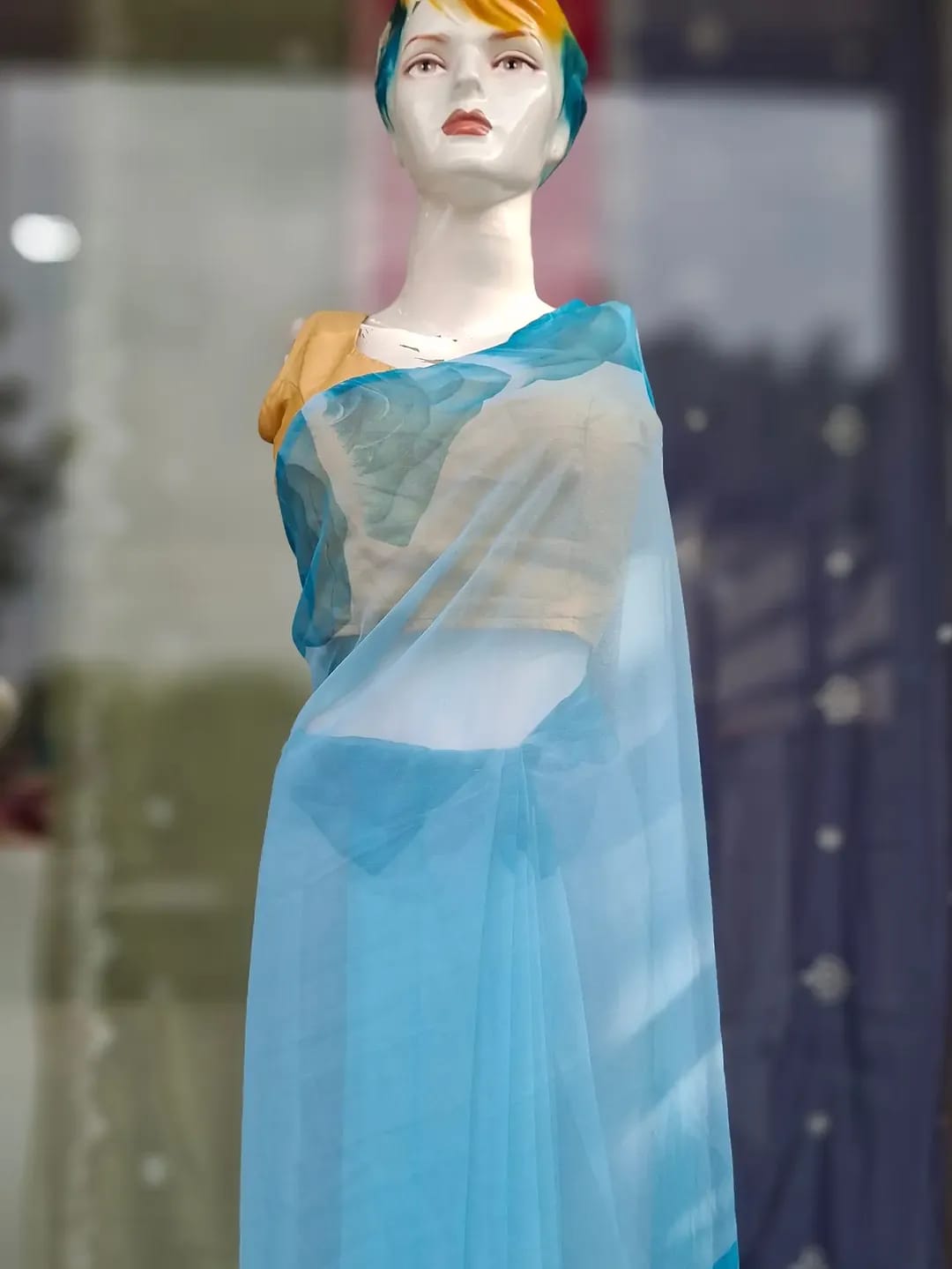 Royal Georgette Oversized Rose Print Saree-Without Blouse| 10 Different Colours