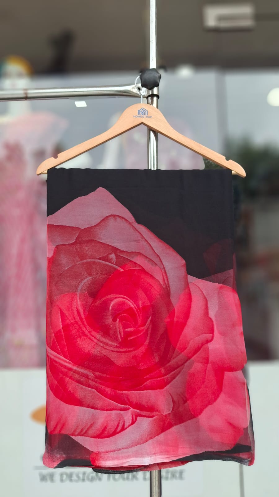 Royal Georgette Oversized Rose Print Saree-Without Blouse| 10 Different Colours
