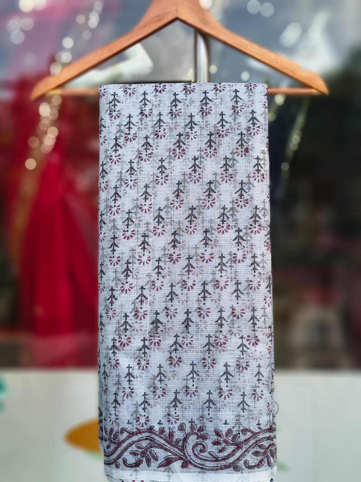 Kota Doriya Printed Saree with Blouse | Lightweight & Washable Floral Saree