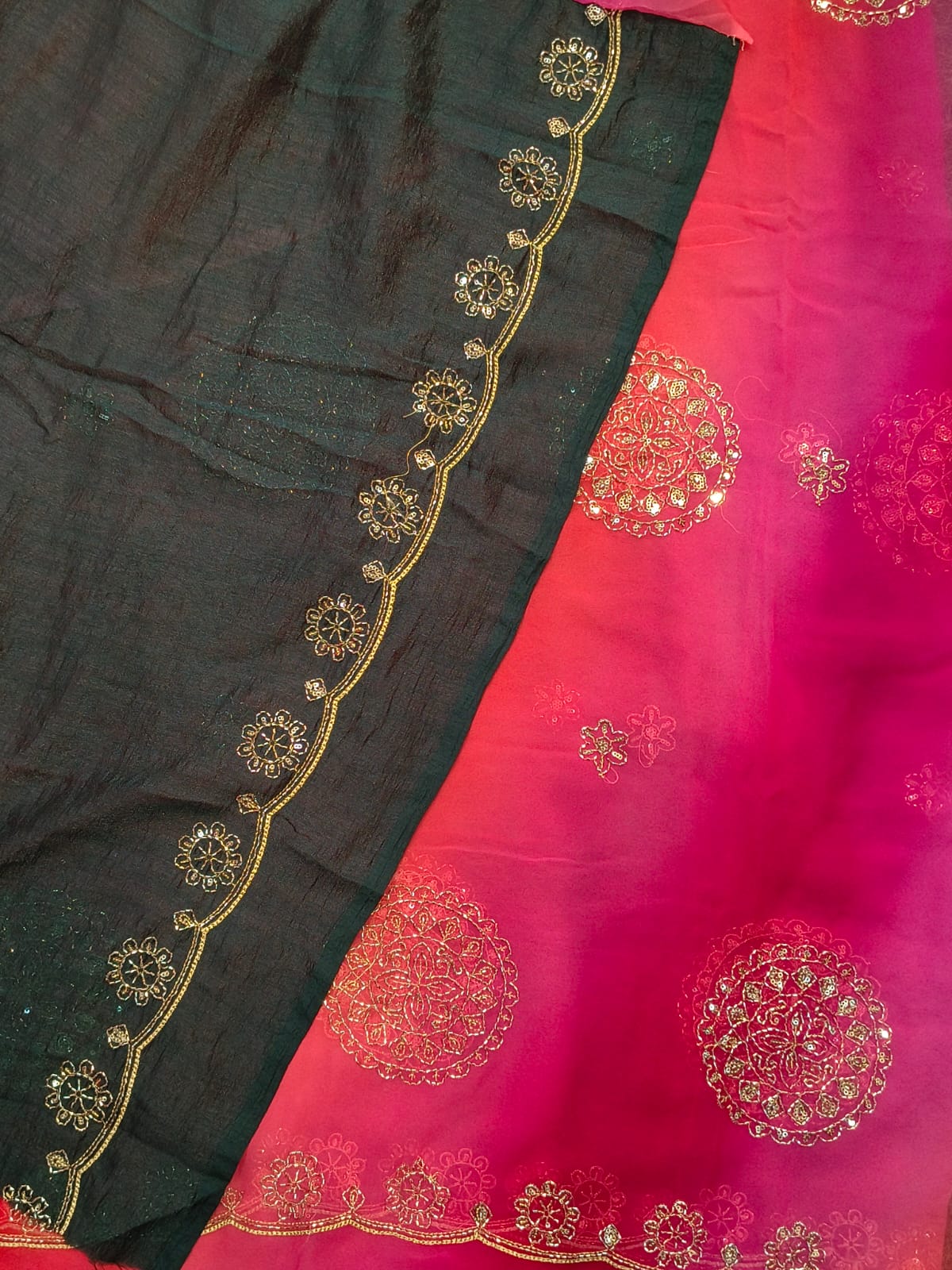 Dual-Shade Royal Georgette Saree with Embroidered Blouse Piece| 4 Different Colors