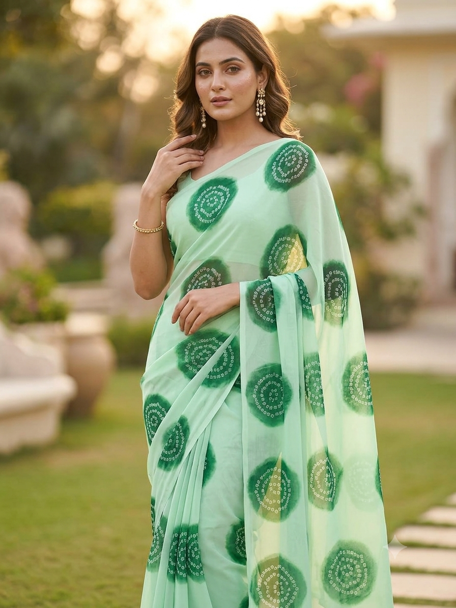 Royal Georgette Bandhani Print Saree | Ultra-Lightweight & Easy Wash
