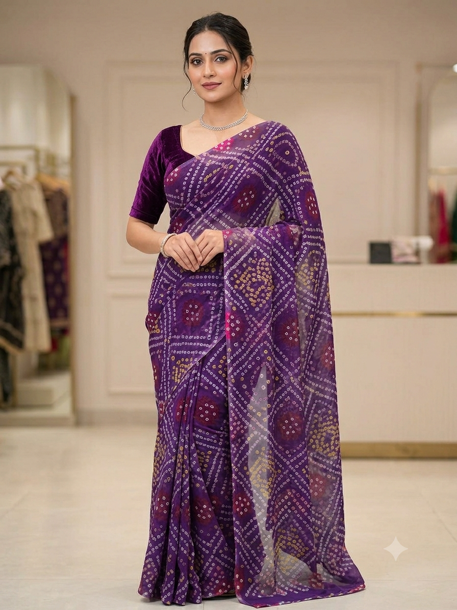 Royal Georgette Printed Saree – Lightweight| 10 Different Colors