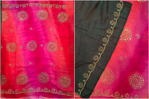 Dual-Shade Royal Georgette Saree with Embroidered Blouse Piece| 4 Different Colors